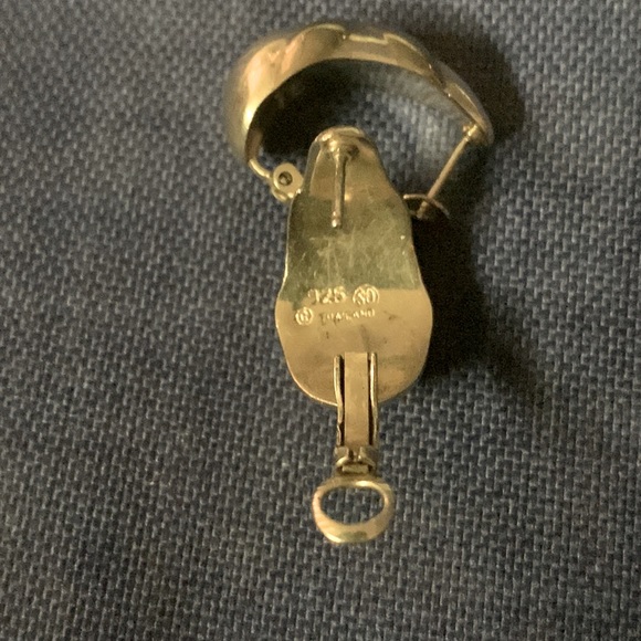 Sterling Silver Pierced Earrings Semi-Hoop. - Picture 3 of 3